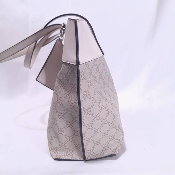 Nine West Tote Bag Beige Monogram Shoulder Bag w/ Card Holder & Top Zip Mint - Picture 2 of 12